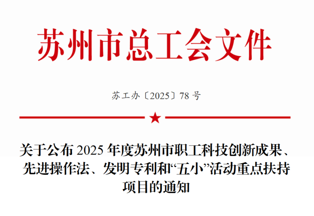 銀河獲評蘇州市職工“五小”活動重點扶持項目